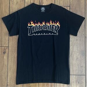 Thrasher Black Flame Logo Tee
